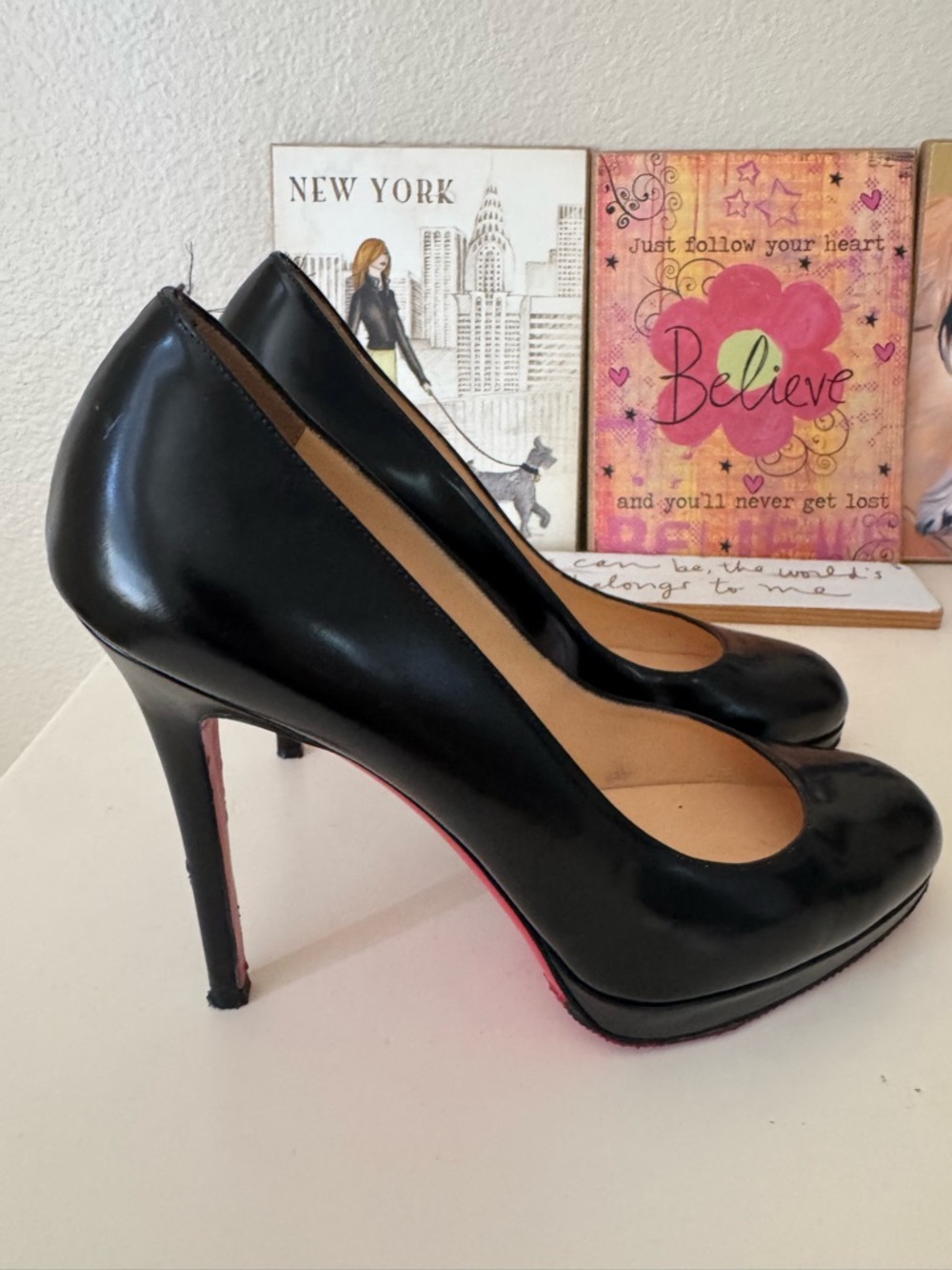 Christian Louboutin Black Patent Platform Pumps with Signature Red Soles